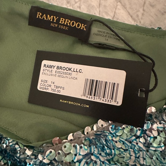 Ramy Brook Linda Sequin one shoulder dress NWT size 14 - Picture 4 of 4